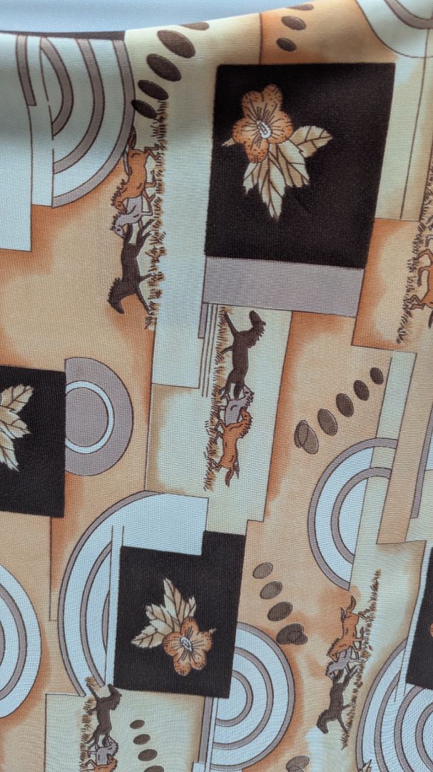 Brown/Orange Horses & Flowers Triangle Scarf
