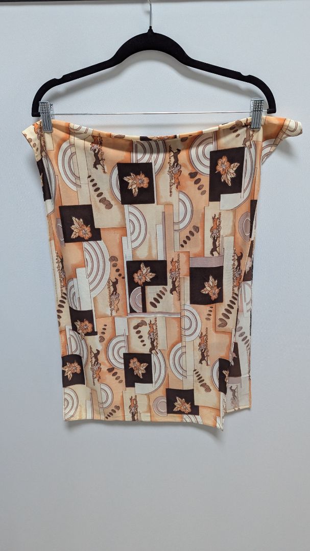 Brown/Orange Horses & Flowers Triangle Scarf