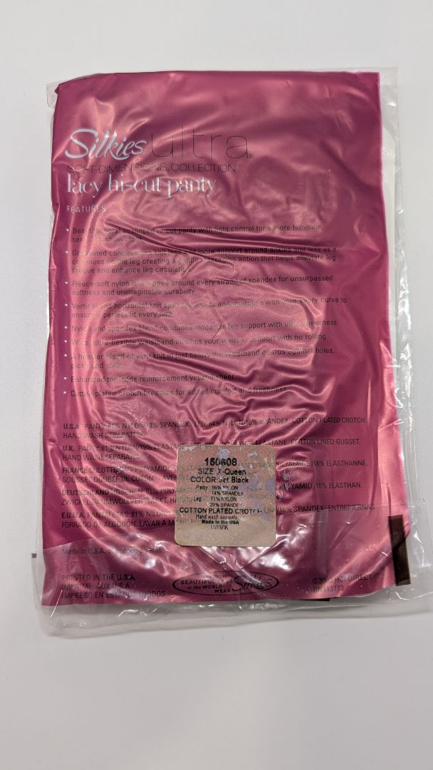 Silkies Jet Black Lacy Hi-Cut Pantyhose Tights