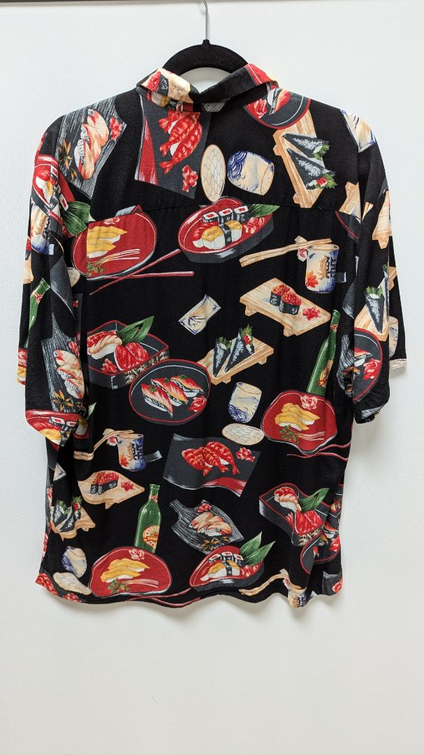 Tori Richard Men's Black Sushi Graphic Button-Down Shir