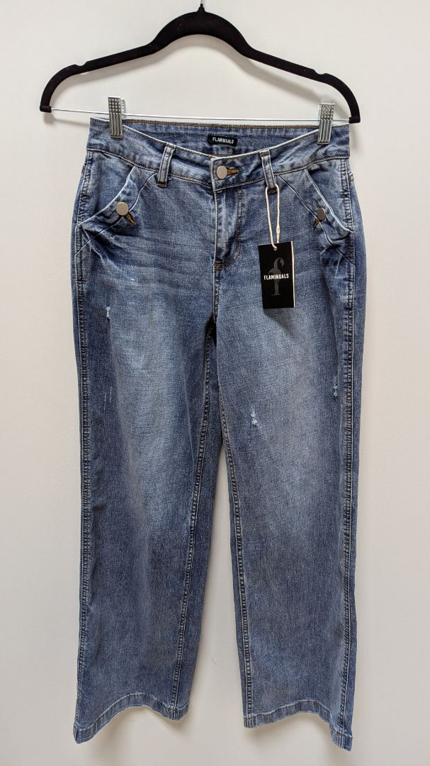 Flamingals Medium Wash Wide-Leg Baggy Jeans