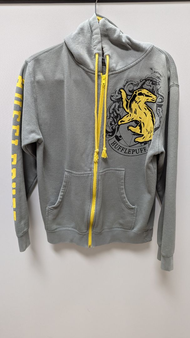 Harry Potter Grey/Yellow "Hufflepuff" Zippered Hoodie