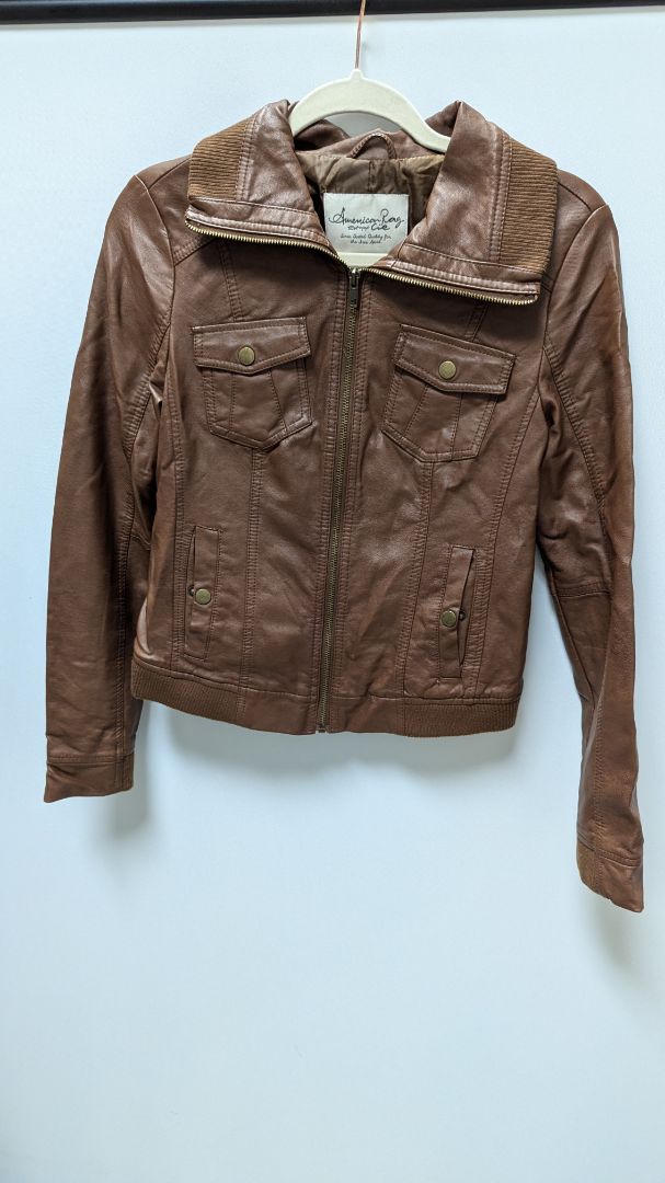 American Rag Cie Dark Brown Faux-Leather Jacket – Recycled American Rag Cie Dark Brown Faux-Leather Jacket – Recycled