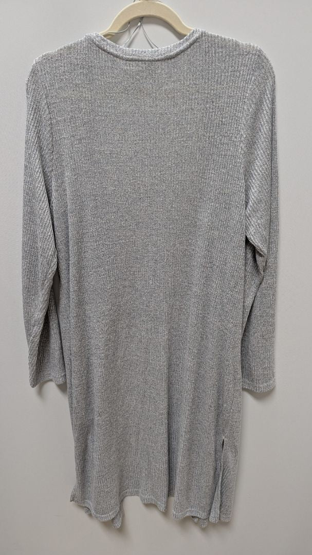 Dana Buchman Light Grey Ribbed Knit Longline Cardigan