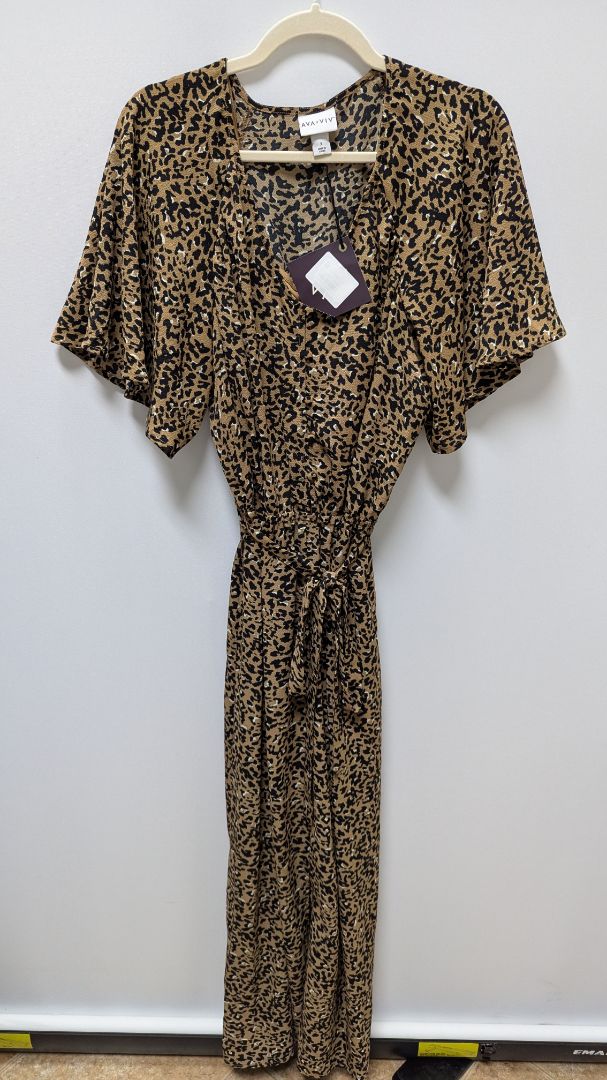 Ava & Viv Brown/Black Animal Print Maxi Dress