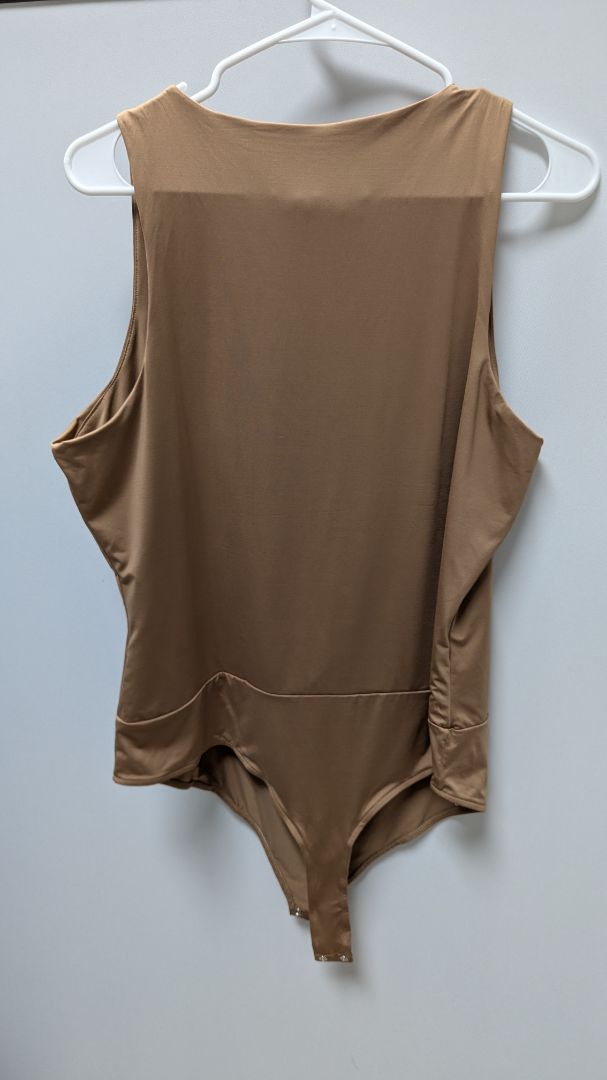 CARA SANTANA Light Brown Sleeveless Bodysuit