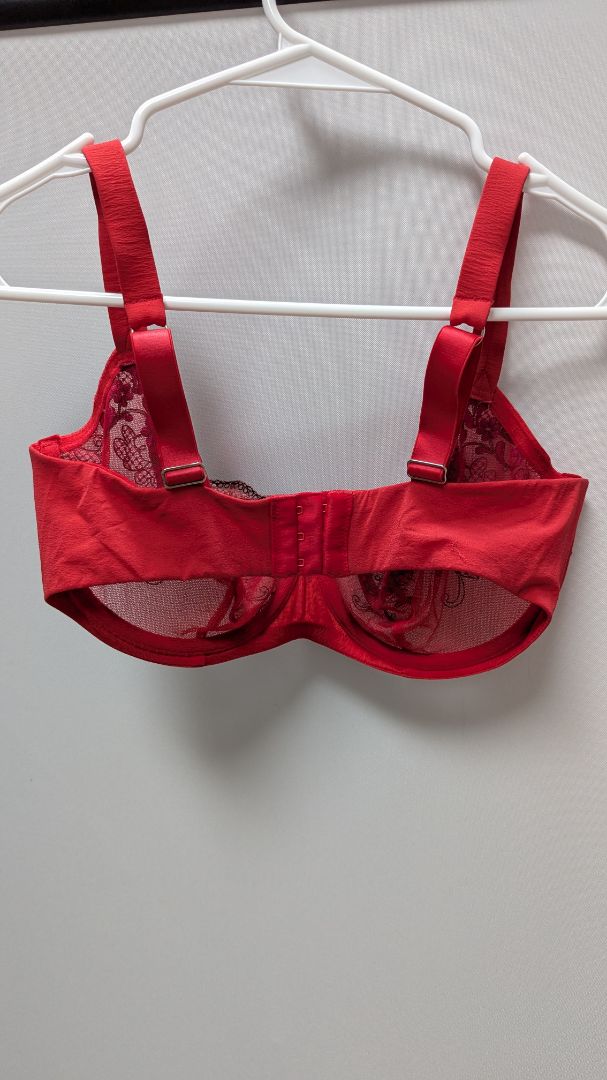 Felina Red Sheer Embroiderd Lace Bra