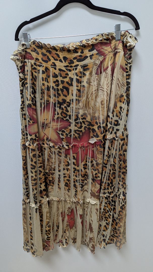 Lane Bryant Tan/Orange/Brown Mixed Animal Print Maxi Skirt