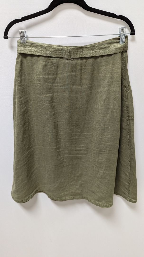ARTISAN NY Dark Green Belted Linen Skirt