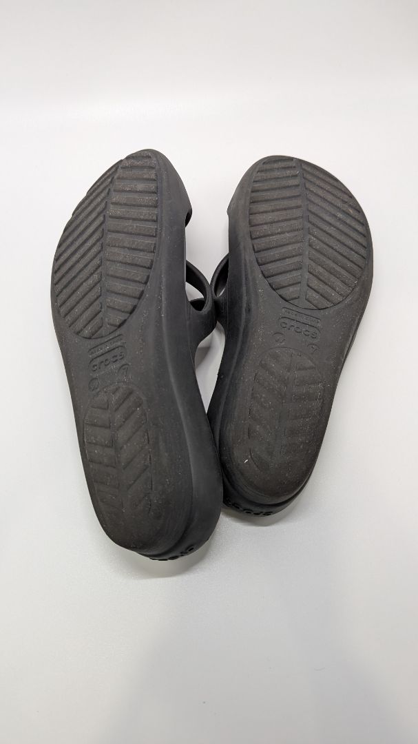 Crocs Black Triangle Strap Wedge Sandal