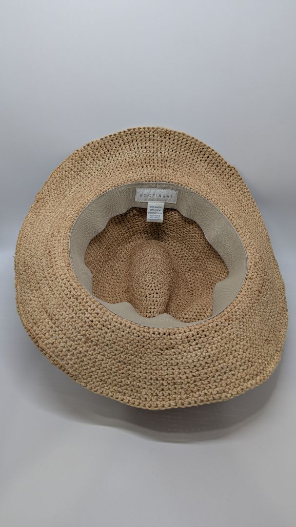 KOORINGAL Brown Raffia Beaded-Band Sun Hat