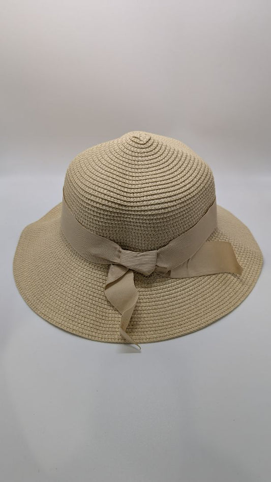 Light Tan Paper Straw Hat with Interchangeable Bands