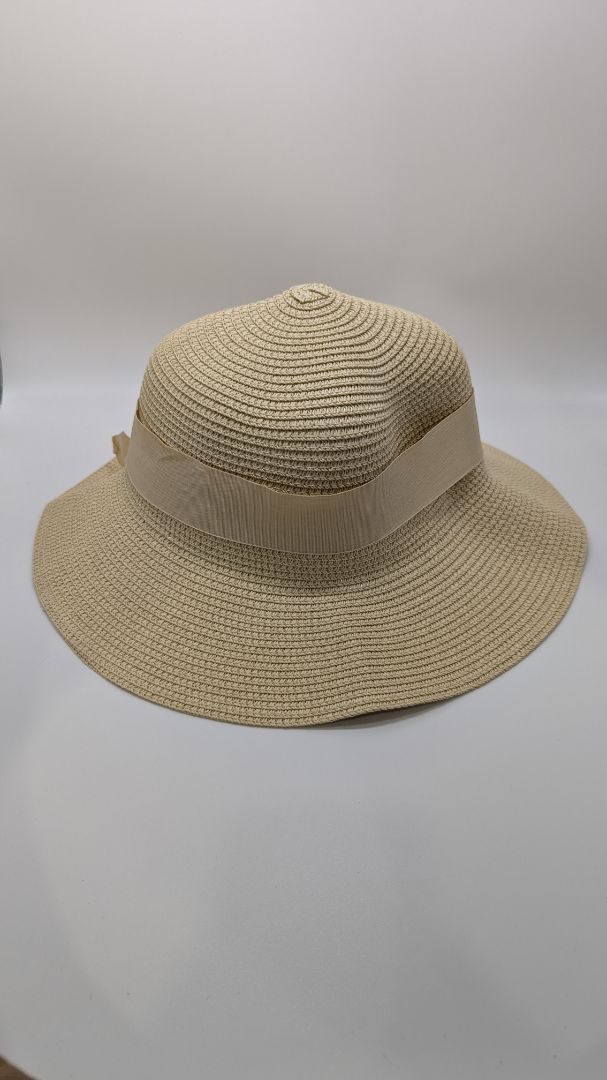 Light Tan Paper Straw Hat with Interchangeable Bands