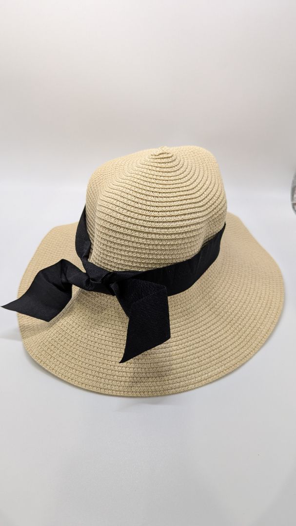 Light Tan Paper Straw Hat with Interchangeable Bands