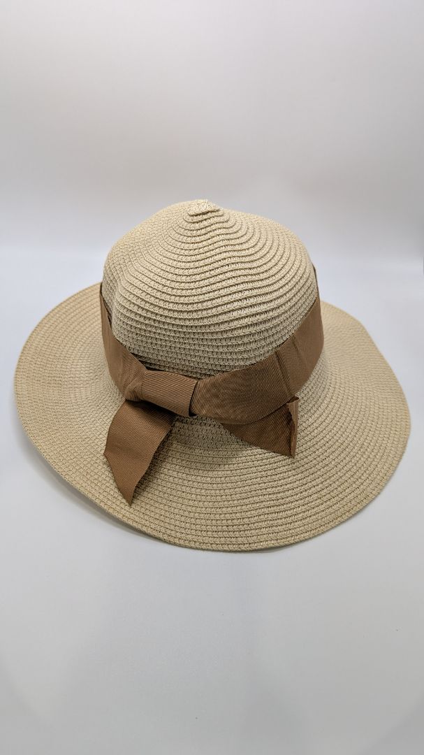 Light Tan Paper Straw Hat with Interchangeable Bands
