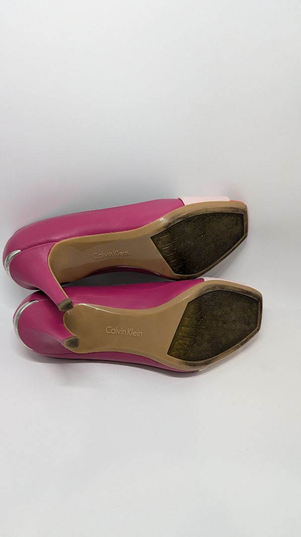 Calvin Klein Pink Tri-Tone Peep Toe Heels