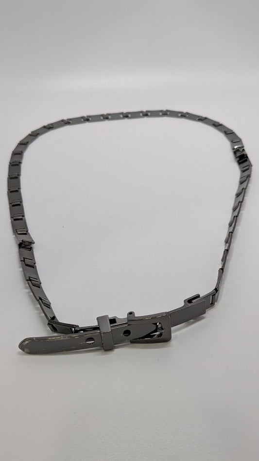 Blackened Metal Chain Belt with Front Clasp