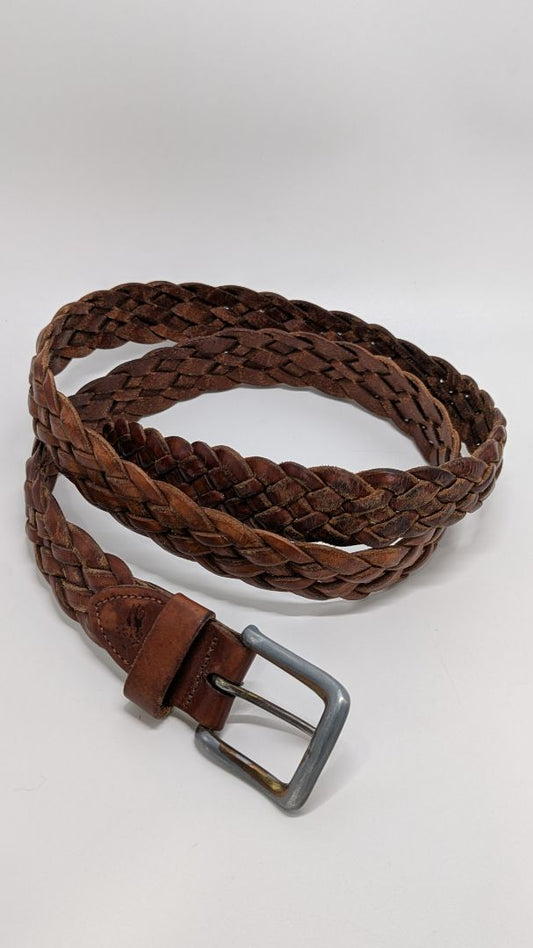 Argentina Brown Braided Faux-Leather Belt