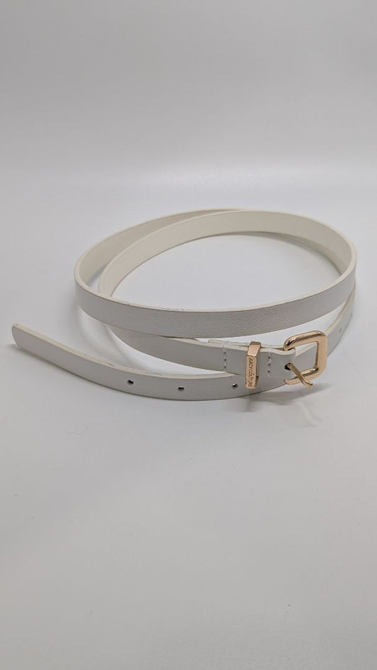 Juicy Couture Ivory Faux-Leather Belt with Gold Buckle