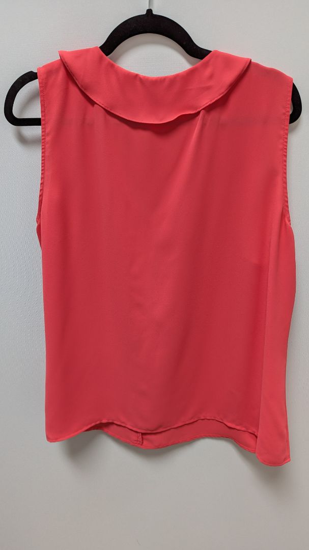 KASPER Coral Ruffled Sleeveless Blouse