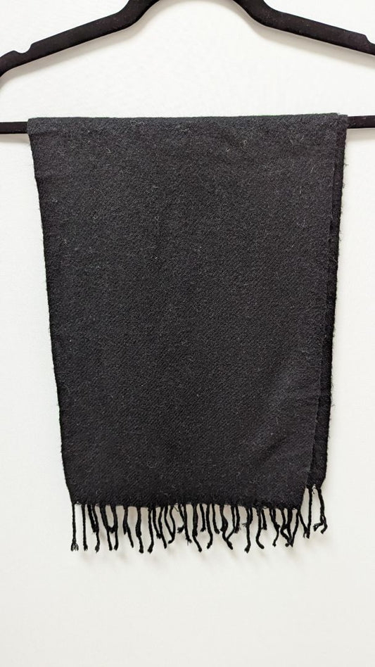 Black Knit Tassel Fringe Scarf