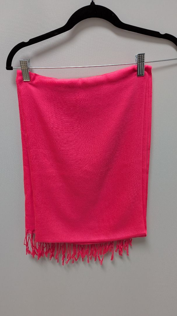 Hot Pink Knit Tassel Fringe Scarf