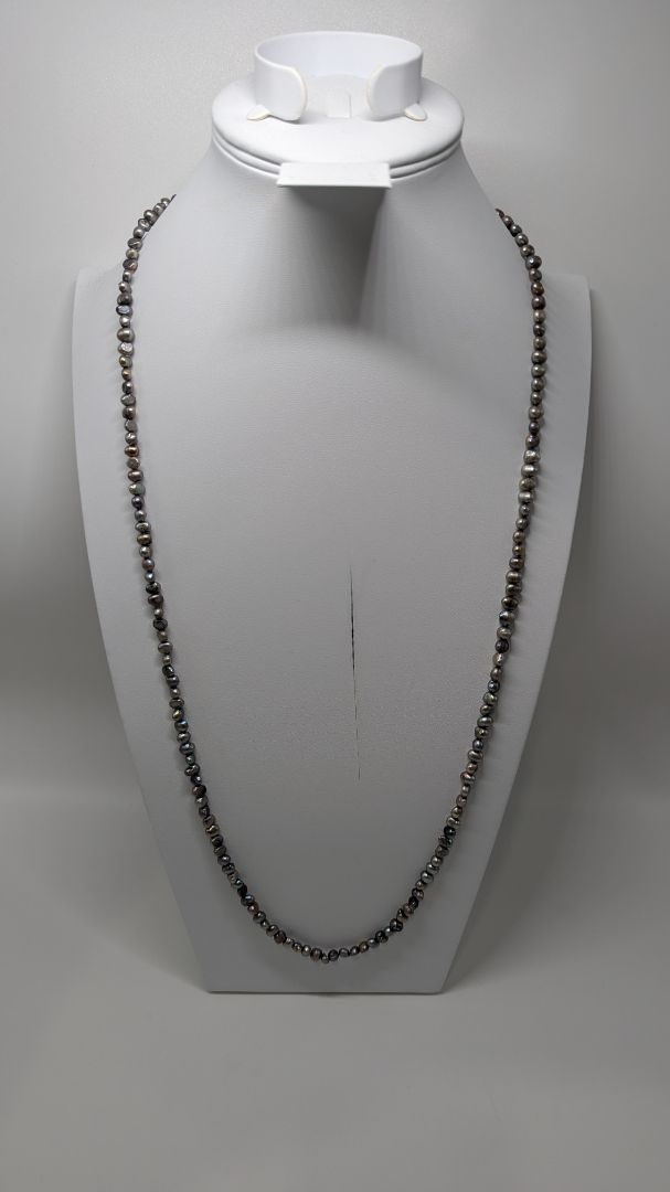 Silver Pearl Beaded Longline Necklace