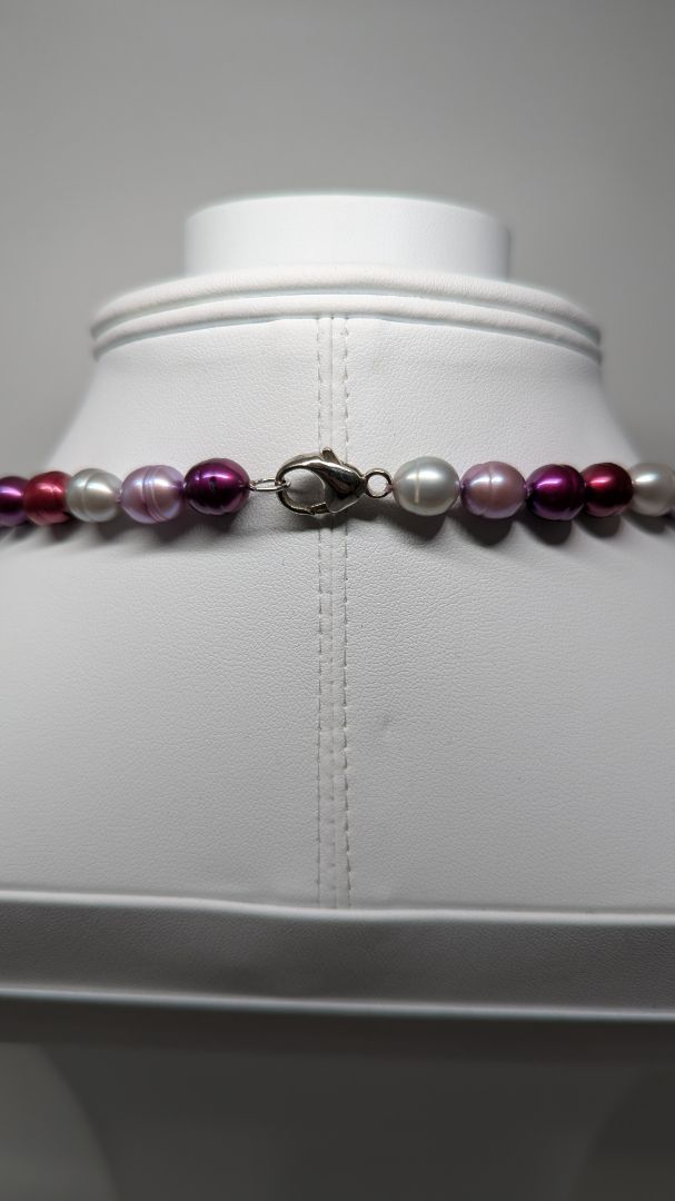 Purple & Burgundy Beaded Necklace with Clasp