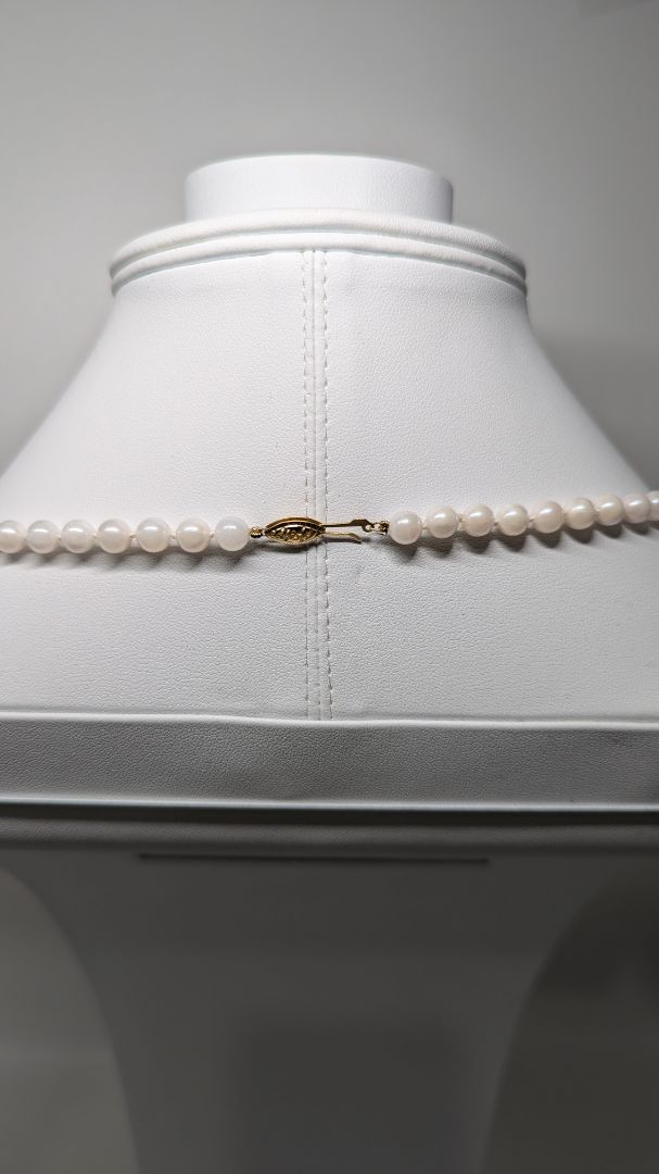 Ivory Faux-Pearl Longline Necklace with Gold Clasp