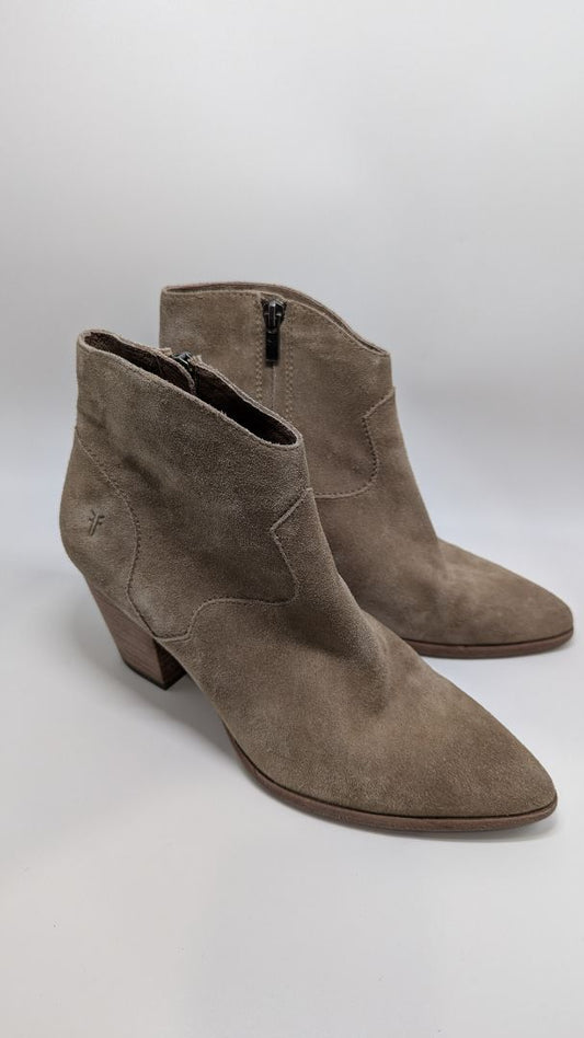 FRYE Light Brown Suede Heeled Boots