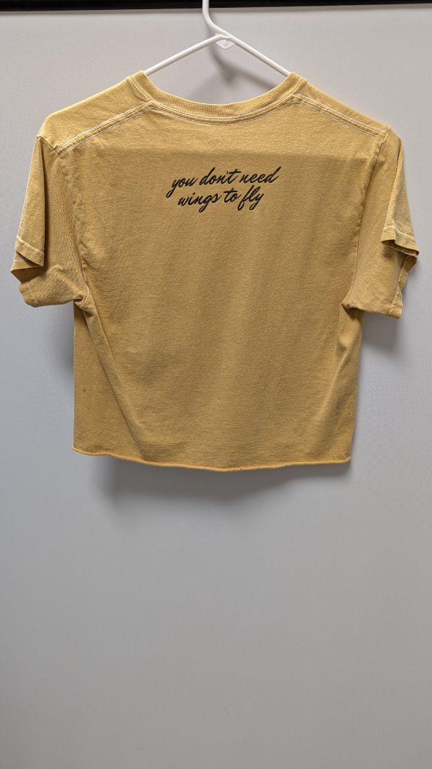 Fifth & Sun Yellow Faded Cropped Graphic T-Shirt