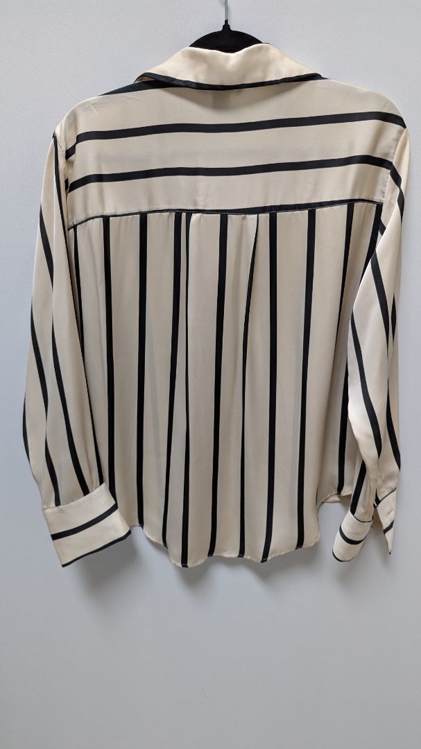 H&M Light Pink/Black Striped Button-Down Blouse