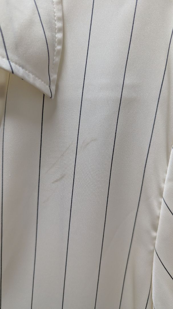 H&M Cream Striped Long-Sleeve Button-Down Blouse