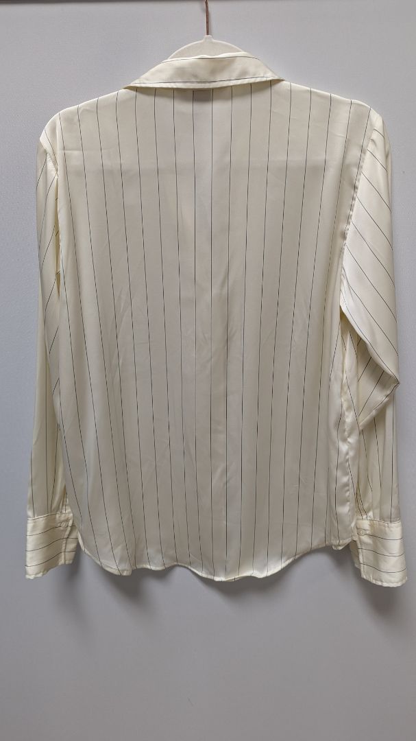 H&M Cream Striped Long-Sleeve Button-Down Blouse
