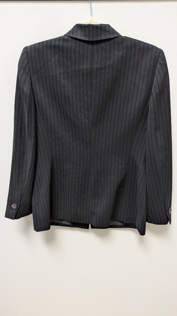 KASPER Navy Striped 3-Button Blazer Jacket
