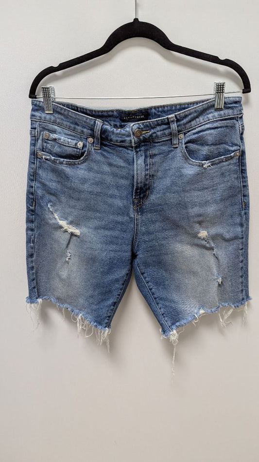 Aeropostale Medium Wash Distressed Bermuda Denim Shorts
