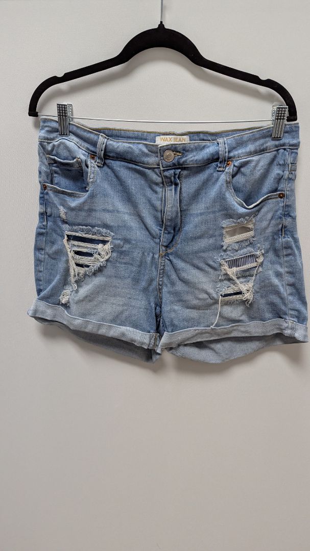 Wax Jean Light Wash Distressed Denim Shorts