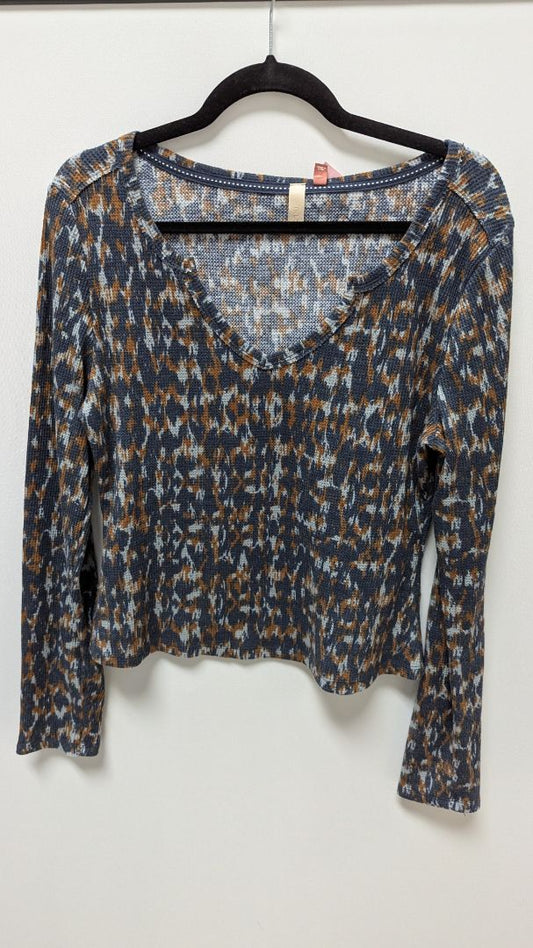 Pilcro Navy/Brown Printed Knit Sweater