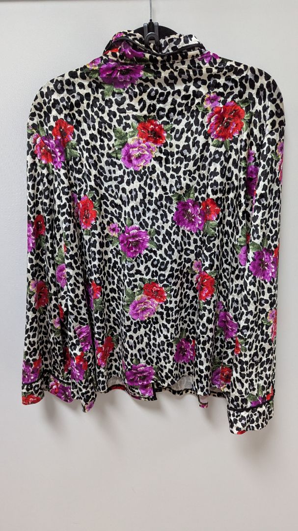 Sofia Intimates Ivory/Black/Purple Animal Print Floral Sleepwear Set