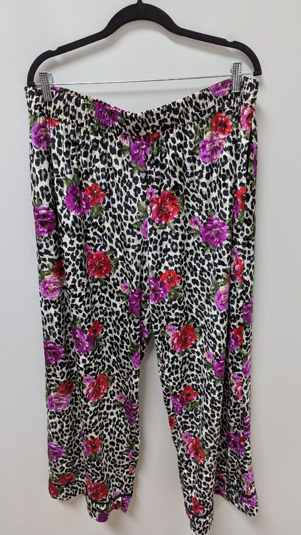 Sofia Intimates Ivory/Black/Purple Animal Print Floral Sleepwear Set