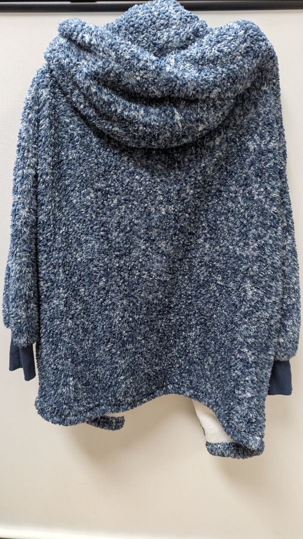 G.I.L.I Dark Blue/White Hooded Faux-Fur Coat