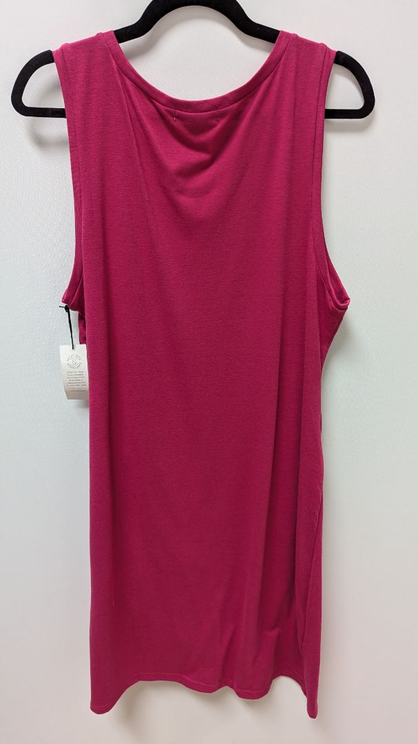 Treasure & Bond Hot Pink Sleeveless Ruched Tee Dress