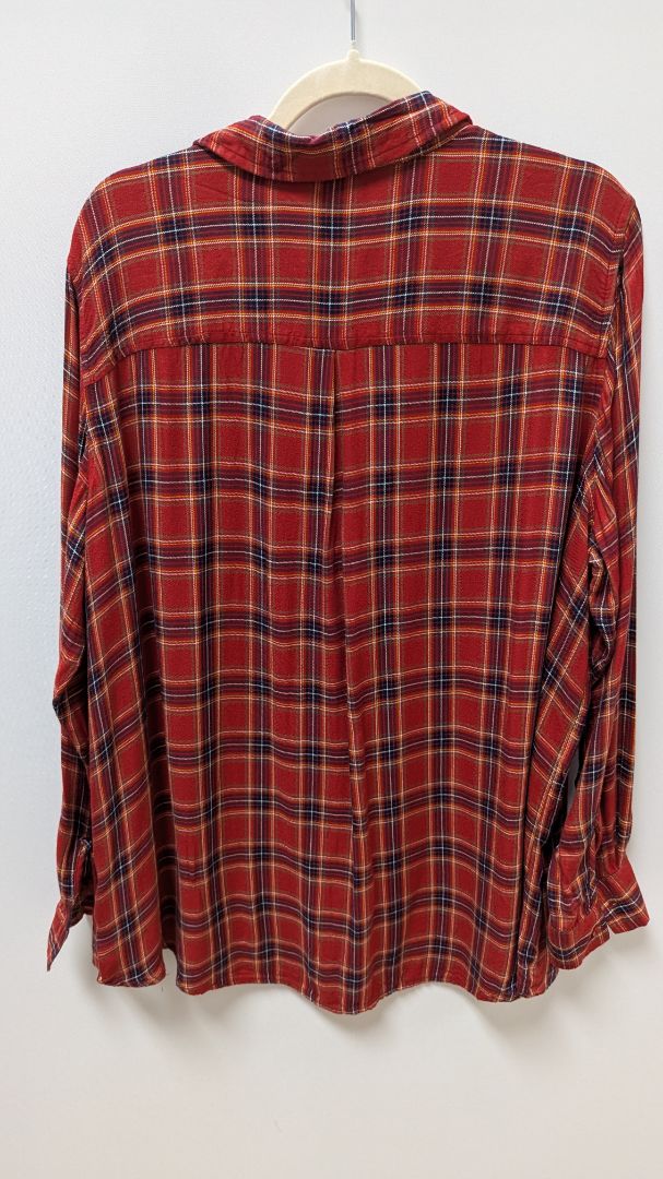 Terra & Sky Red/Navy Plaid Flannel Button-Down Shirt
