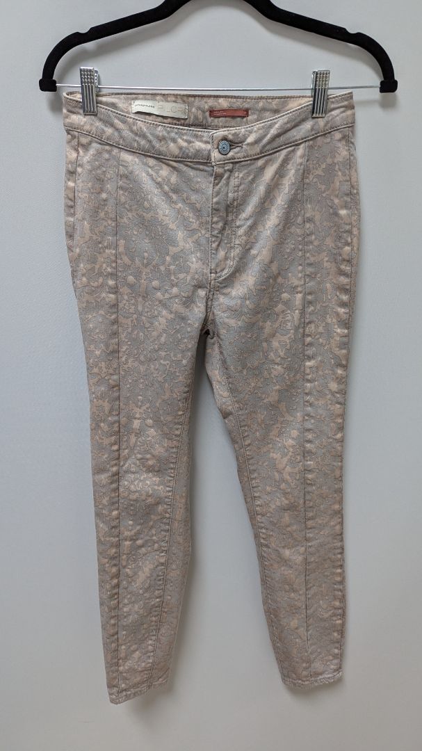 Pilcro Cream Patterned High-Rise Denim Leggings