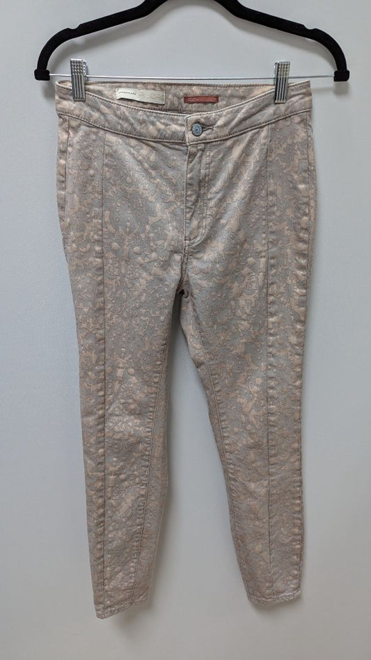 Pilcro Cream Patterned High-Rise Denim Leggings