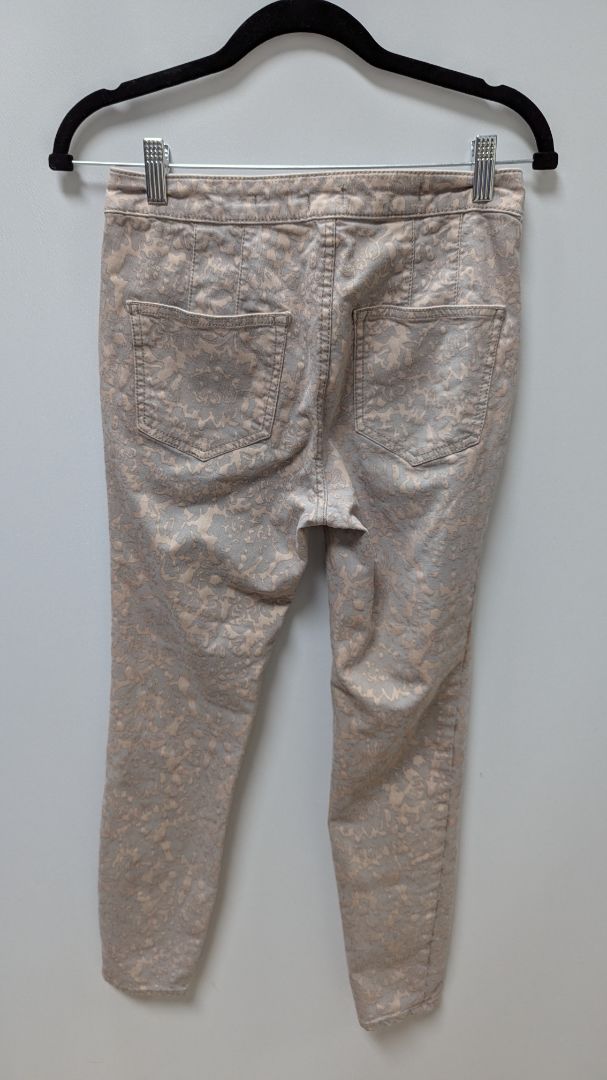 Pilcro Cream Patterned High-Rise Denim Leggings