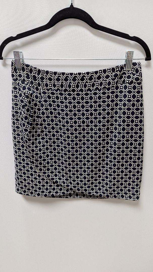 Banana Republic Navy/White Printed Faux-Wrap Skirt