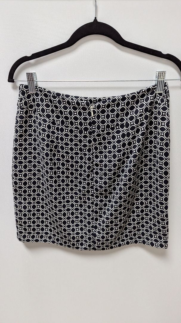 Banana Republic Navy/White Printed Faux-Wrap Skirt