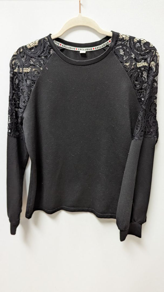 Exclusive Black Lace-Sleeve Sweater