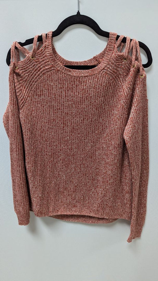 New York & Company Red Cold-Shoulder Sweater